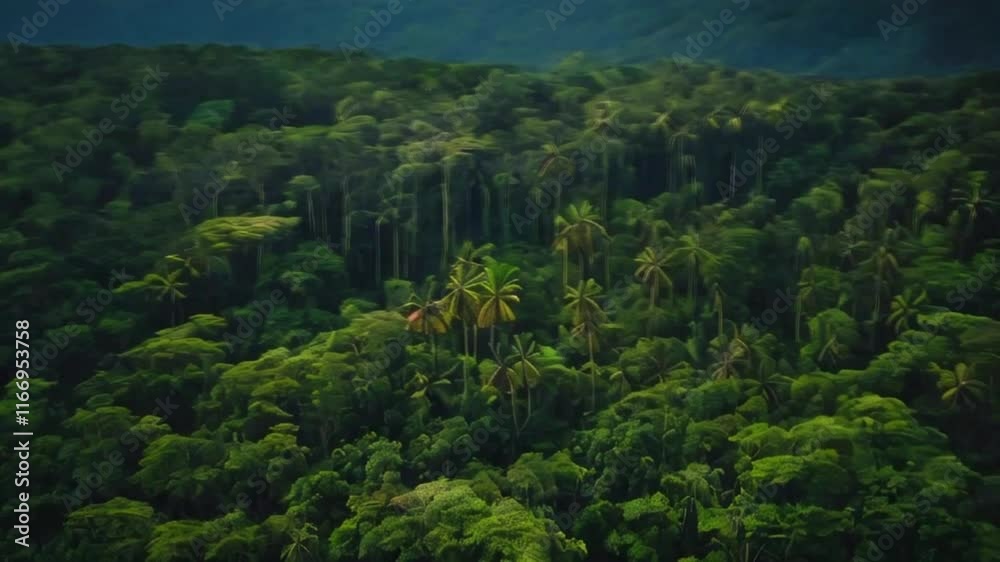 A dramatic contrast one half of a lush tropical forest other half being ...