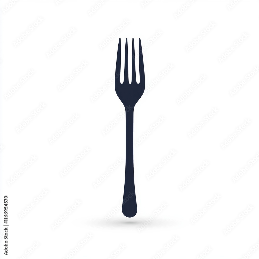 A simple, elegant black fork silhouetted against a bright white background. A simple, elegant black fork silhouetted against a bright white background.