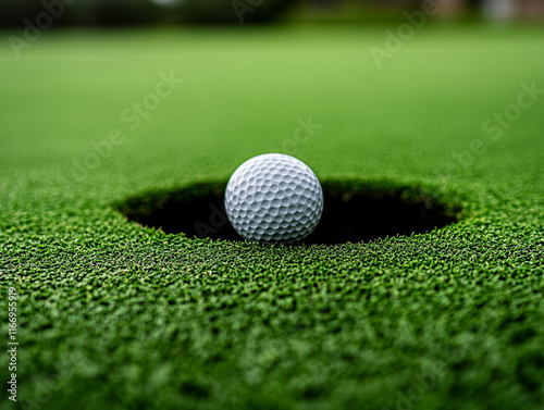 Golf ball nearing the hole on a manicured green