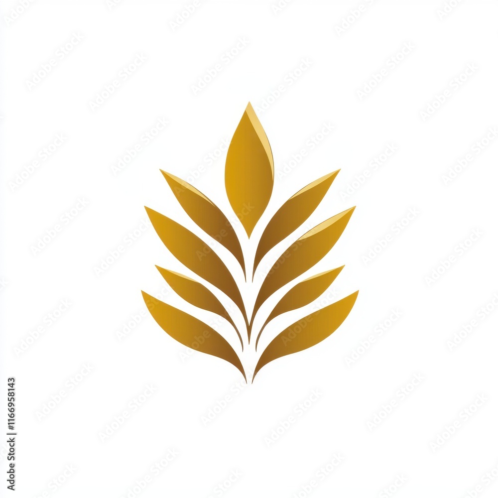 Stylized golden leaf design on a clean white background, symbolizing growth and prosperity. Stylized golden leaf design on a clean white background, symbolizing growth and prosperity.
