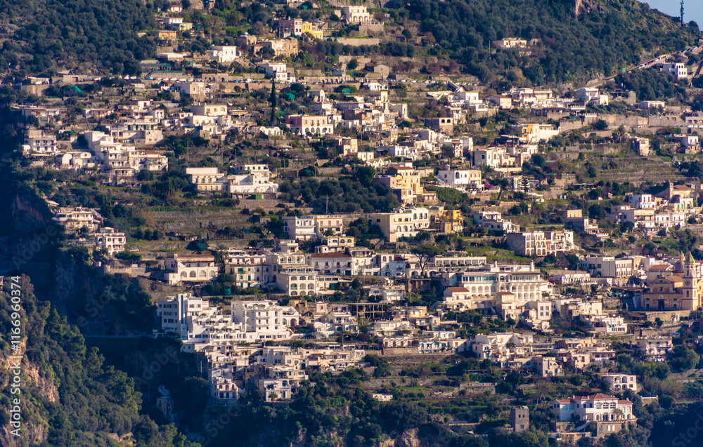 Fototapeta premium Landscape Praiano village by Amalfi Coast Italy