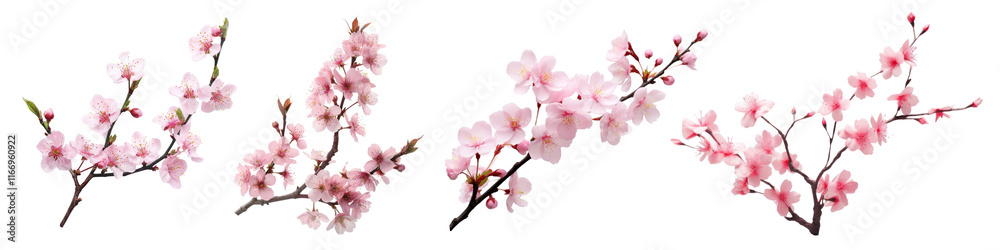 Sakura cherry blossom branch png cut out element set, transparent background Sakura cherry blossom branch png cut out element set, transparent background