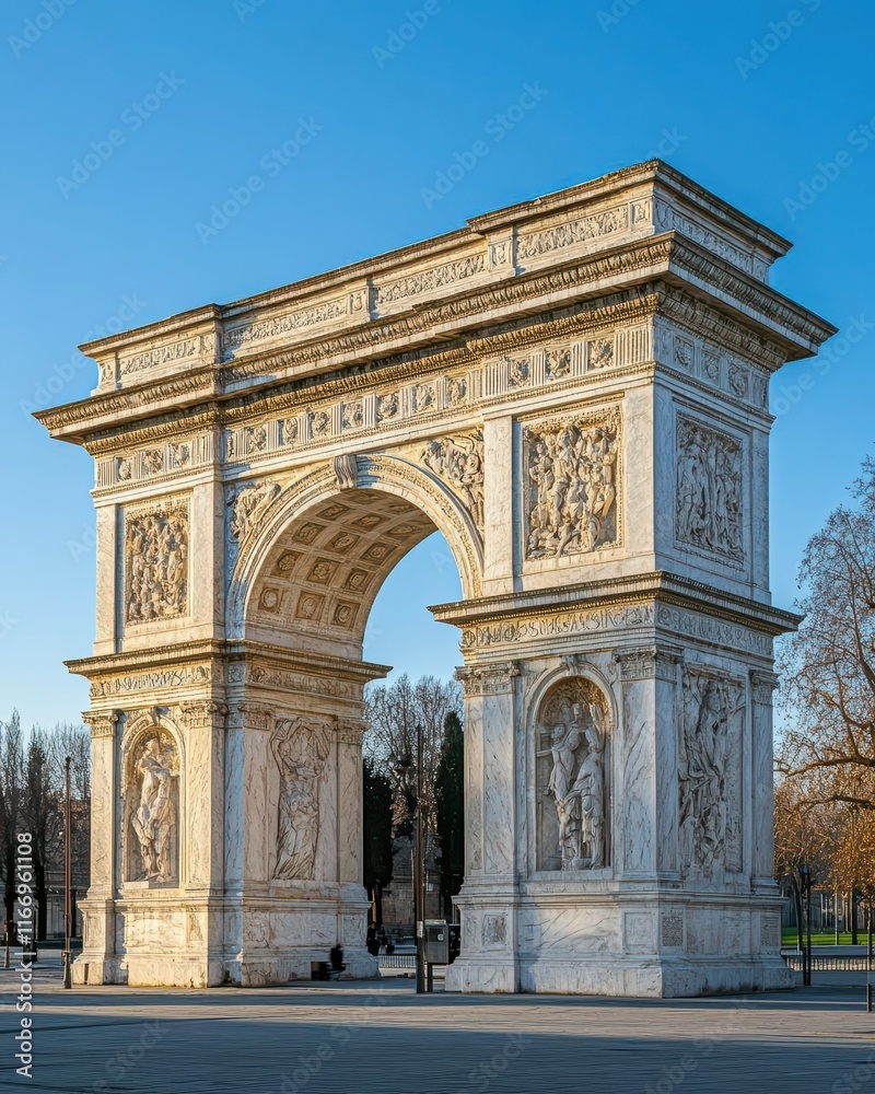 Obraz premium A grand archway with intricate sculptures, symbolizing triumph.