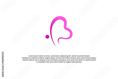 letter b m butterfly heart and love logo
