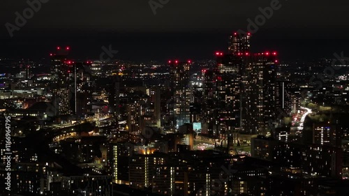 Wallpaper Mural Urban Nightscape showing buldings in Deansgate Square Manchester, UK in Full Glow Torontodigital.ca