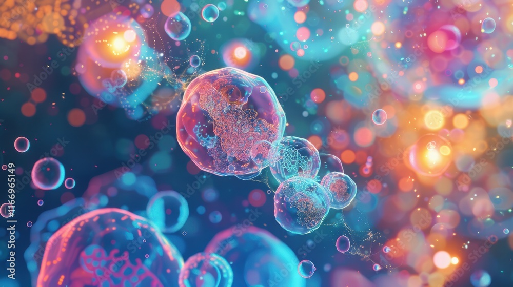Abstract enzyme and protein interaction showing molecular reaction process Abstract enzyme and protein interaction showing molecular reaction process
