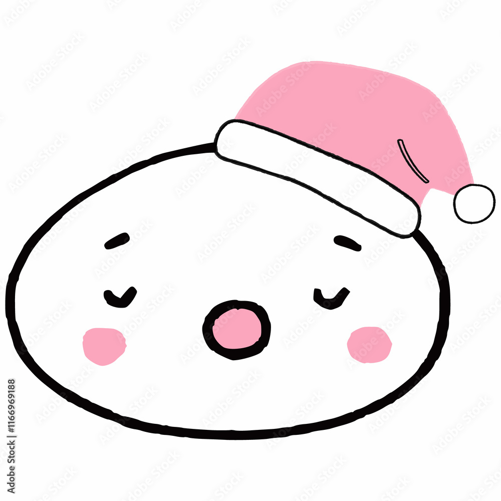 Japanese kawaii faces in New Year's hats. Japanese kawaii faces in New Year's hats.