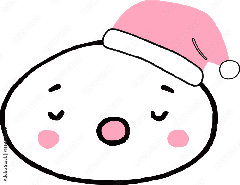 Japanese kawaii faces in New Year's hats. Japanese kawaii faces in New Year's hats.