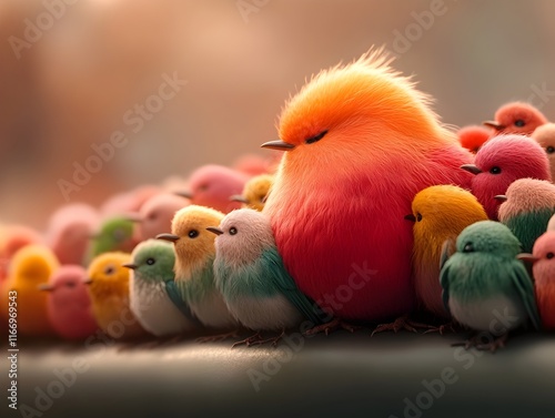 Hundreds of Vibrantly Colored Birds Gathered in a Thriving Dense Avian Colony Their Parental Instincts and Courtship Displays Captured in Detail photo