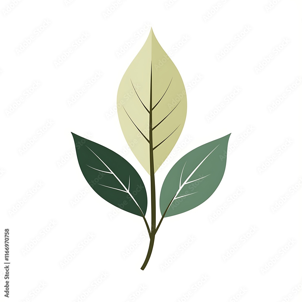 Illustration of green leaves botanical art nature studio aesthetic Illustration of green leaves botanical art nature studio aesthetic