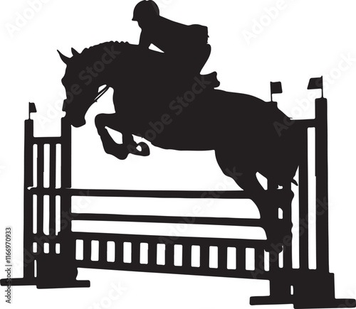 Equestrian Show Jumping Silhouette Vector Illustration Graphic