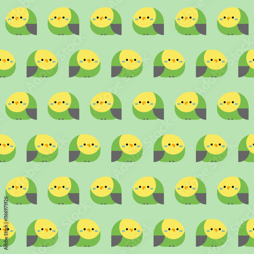 セキセイインコ（グリーン系）のシームレスパターン - Seamless Pattern of Normal Budgerigar