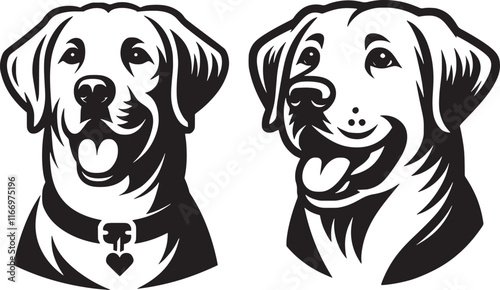 Happy Labrador Dog Head Stylized Vector Illustration Graphic