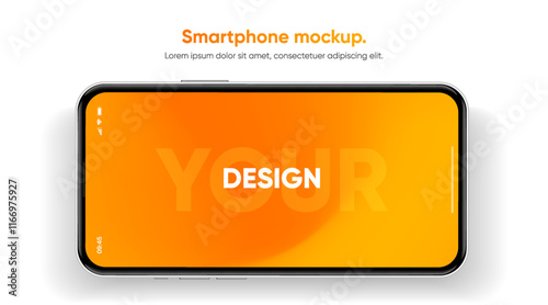 Realistic smartphone mockup. Mobile phone vector with isolated on white background. Device front view. 3D mobile phone with shadow. Realistic, high quality smart phone mockup for ui ux presentation.
