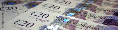 British pounds close up. The national currency of Great Britain