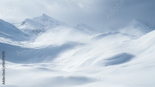 Wallpaper Mural Extreme snow conditions cover a mountain landscape, with relentless blizzards and thick snowdrifts making any movement dangerous and difficult Torontodigital.ca