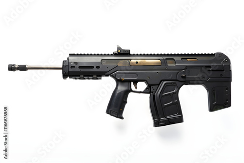 The Intricate Design and Unique Features of the FN PS90 Rifle Showcased on a Minimalist Background photo