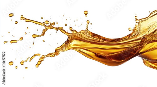 Falling oil splash isolated on a white background, Olive or engine oil splash, Cosmetic serum liquid. photo