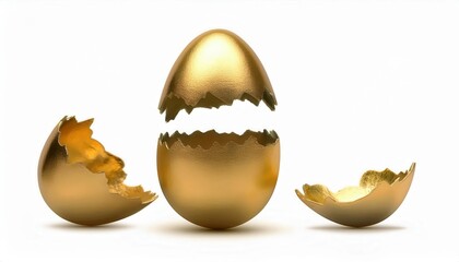 Stunning Golden Egg Cracked Open. Symbolizing New Beginnings, Easter Celebrations, Luxury, Prosperity, and Creativity. Perfect for Marketing Campaigns, Inspirational Designs, or Art Concepts