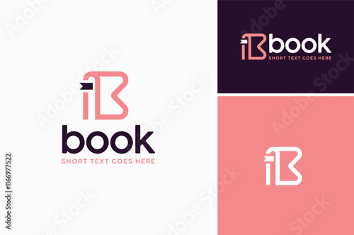 letter b bookmark page book or e-book library logo