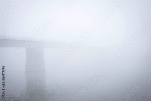 Obraz na płótnie Foggy morning on the coast of Danube Novi Sad Serbia w salonie