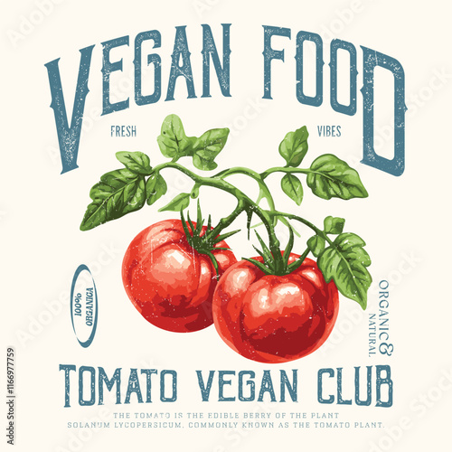 Red tomato vintage t-shirt design, Blooming tomatoes art, Summer food graphic, vintage retro Tasty food for design, Positive vibes, Fresh vegan food, Tomato vegetable artwork for t shirt print