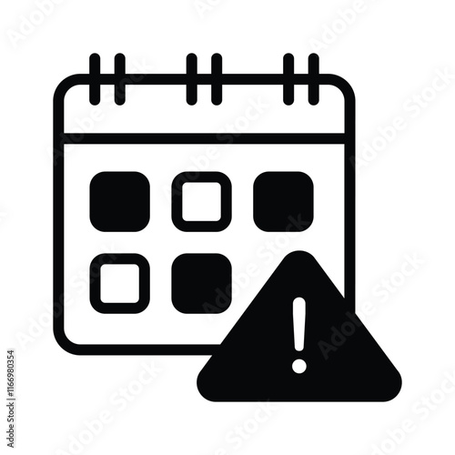 A calendar with a warning sign, concept icon of calendar alert