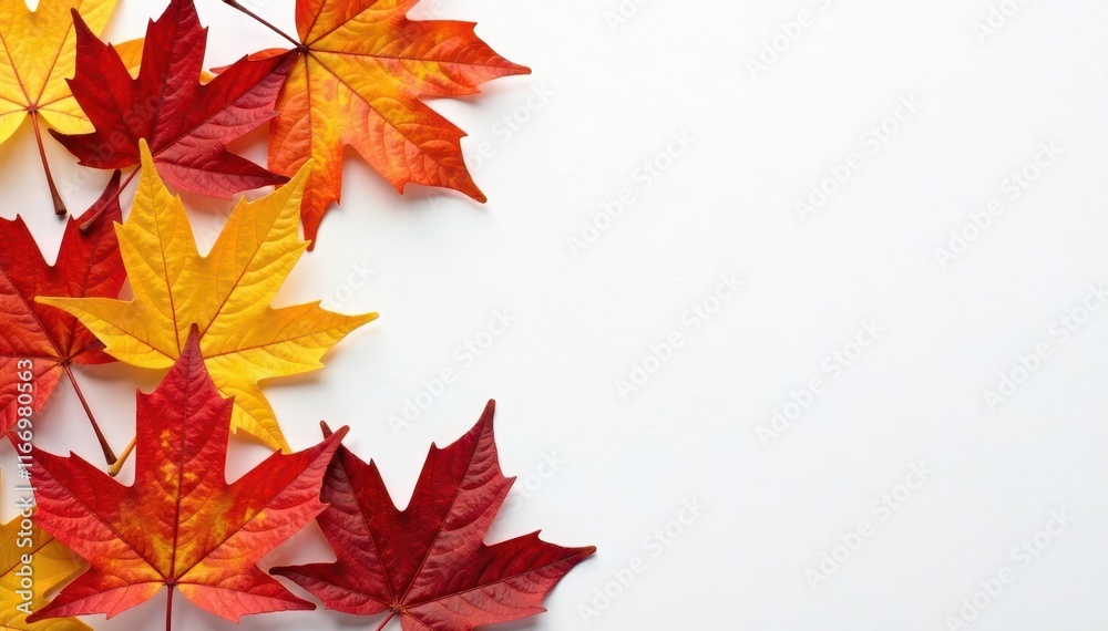 Vibrant autumn leaves against a clean white canvas, autumn, white, foliage Vibrant autumn leaves against a clean white canvas, autumn, white, foliage