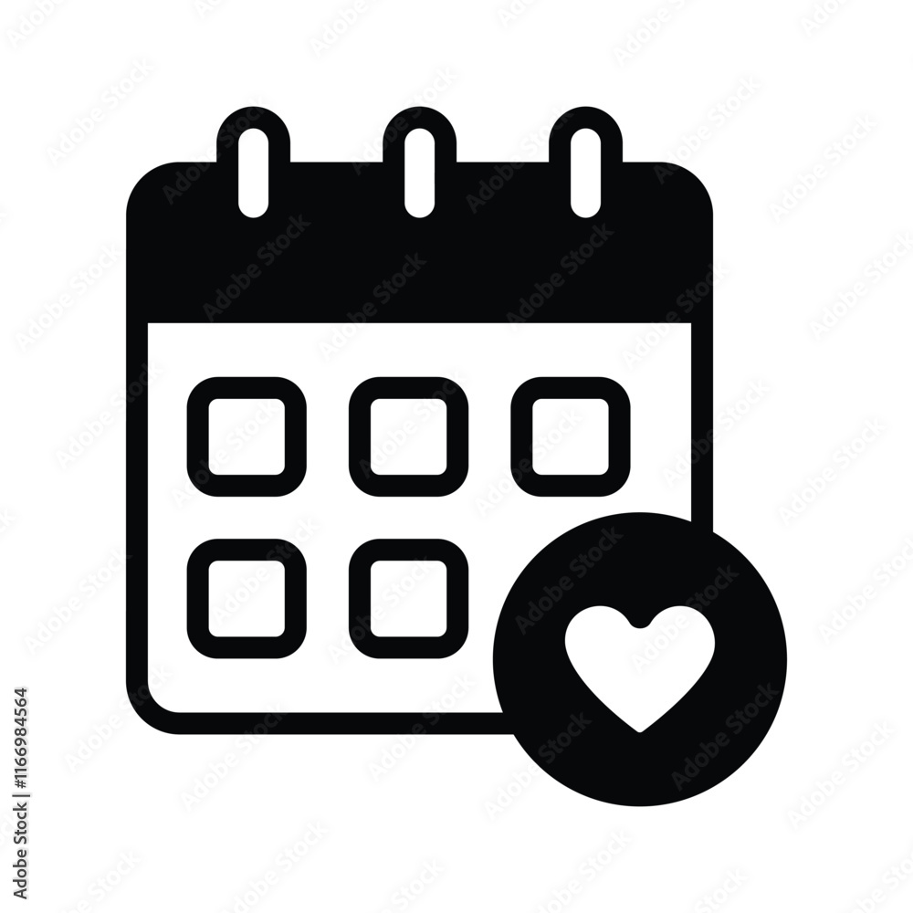 Calendar with a heart symbol indicating a favorite schedule Calendar with a heart symbol indicating a favorite schedule