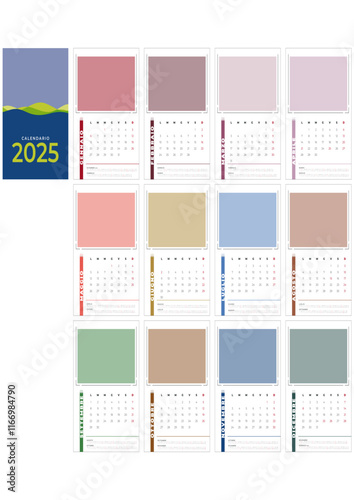 Calendario 2025 Fotografico Template in Italiano, 12 pagine più copertina formato A3 - festività italiane