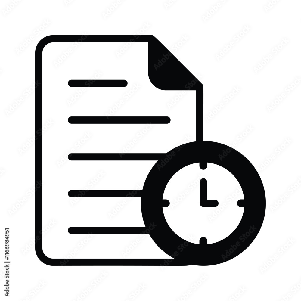 Document and clock symbolizing time tracked file management Document and clock symbolizing time tracked file management