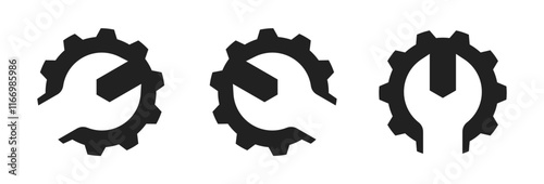 Gear icons set. Parameter or setting symbol. Isolated vector illustration