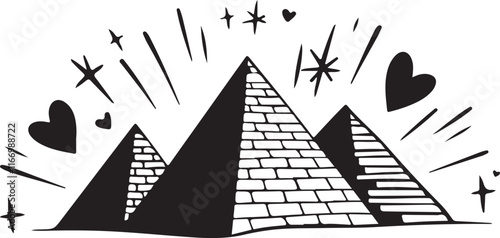 Pyramids Stylized Vector Illustration Graphic