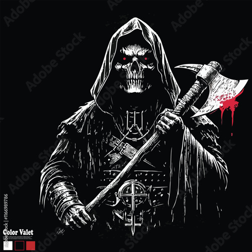 pirate with sword and skull
