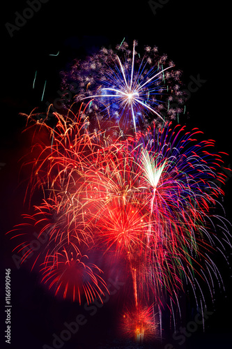 Obraz na płótnie colourful firework display set for celebration happy new year and merry christmas and fireworks on black background w salonie