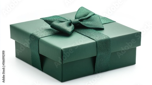green gift box isolated on white background cutout