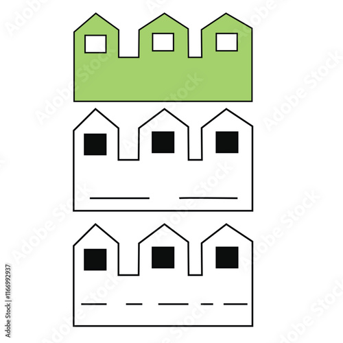 vector icon of a house with a river in front of it with white backgound