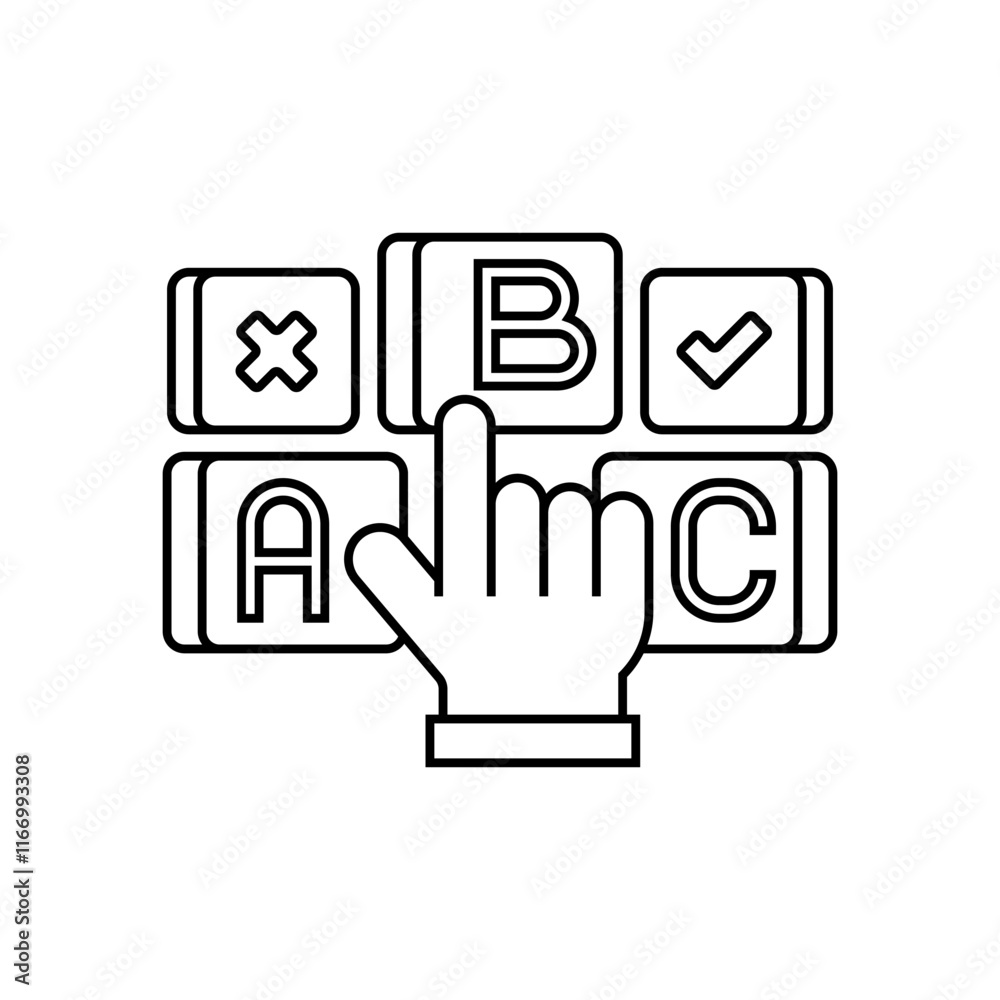 Multiple Choice Line Icon. linear style sign for mobile concept and web design. Outline vector icon. Multiple Choice Line Icon. linear style sign for mobile concept and web design. Outline vector icon.