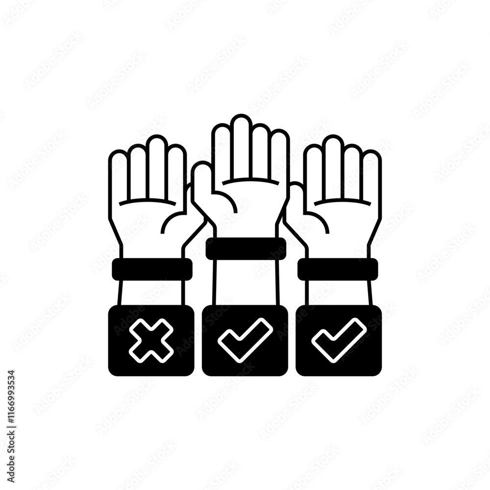 Voting Hands Line Icon. linear style sign for mobile concept and web design. Outline vector icon.