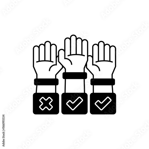 Voting Hands Line Icon. linear style sign for mobile concept and web design. Outline vector icon.