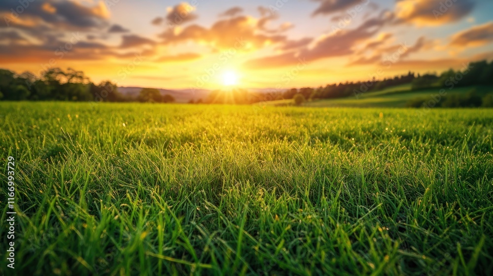 Vibrant green, grassy fields at sunrise, a colorful sky, the Tuscan landscape, hills in the background, photorealistic, natural lighting, high-resolution photography, sharp focus Vibrant green, grassy fields at sunrise, a colorful sky, the Tuscan landscape, hills in the background, photorealistic, natural lighting, high-resolution photography, sharp focus