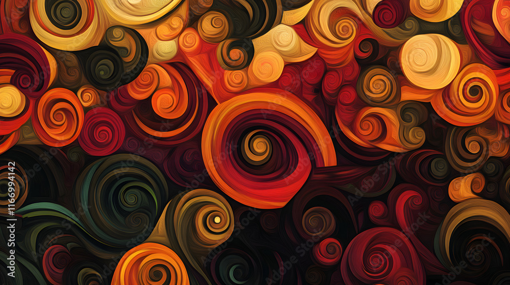Fototapeta premium Background where many colorful curved circular swirls gather