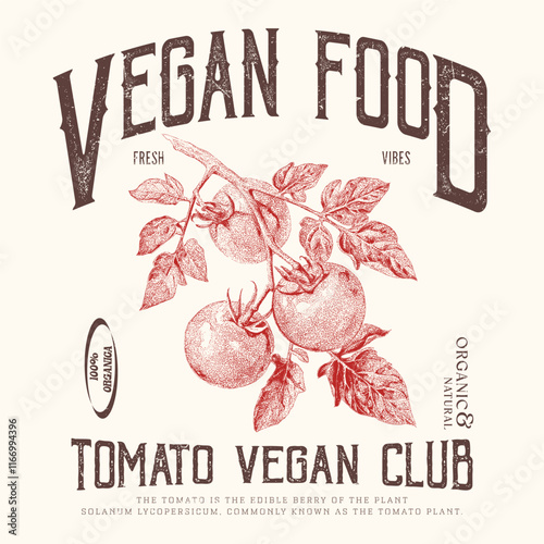 Red tomato vintage t-shirt design, Blooming tomatoes art, Summer food graphic, vintage retro Tasty food for design, Positive vibes, Fresh vegan food, Tomato vegetable artwork for t shirt print