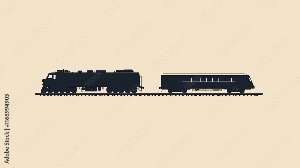 Fototapeta premium Train Silhouette Design: Modern Fast Transportation Sign and Symbol for Rail Branding
