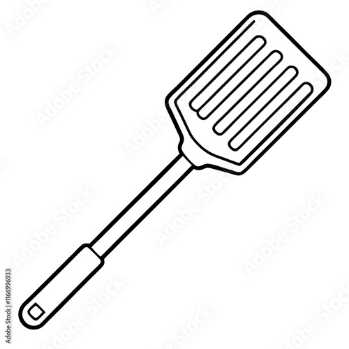 
Slotted Spatula Kitchen Utensil Outline Vector Illustration