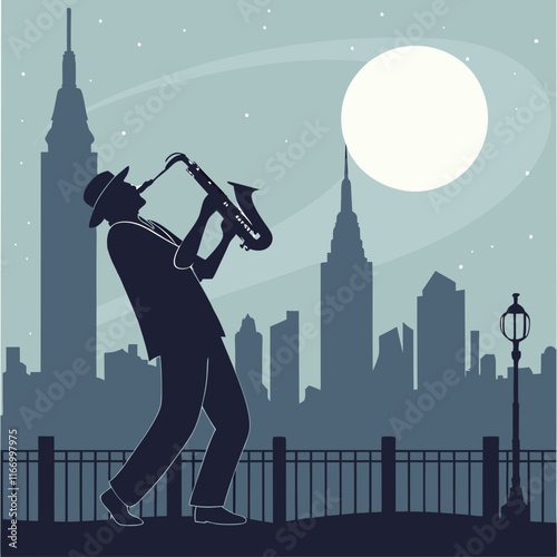 "Jazz Bass Player Performance Vector Art"