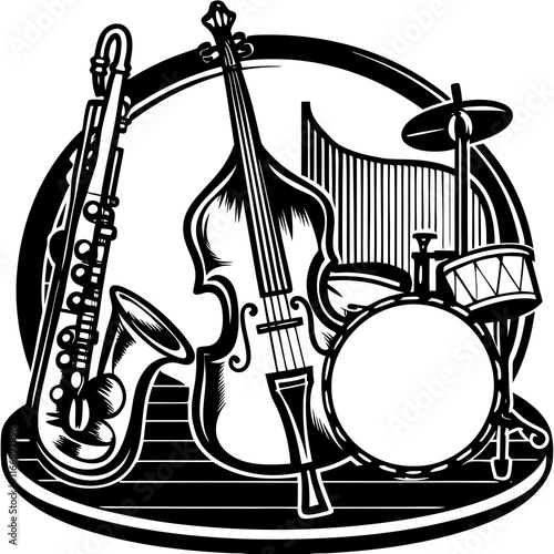 "Jazz Bass Player Performance Vector Art"
