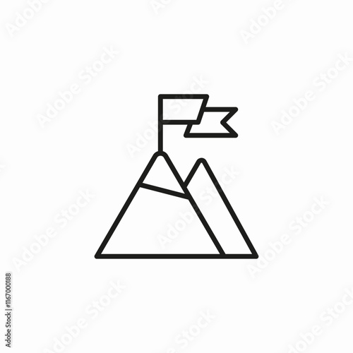 mountain top flag icon sign vector