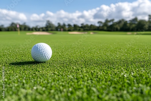 Close up Golf ball on fairway golf course photo