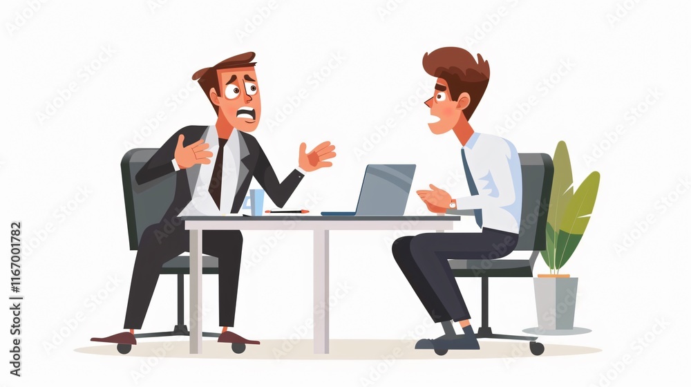 Fototapeta premium Angry Boss Reprimands Employee: Boss Scolds Staff Member at Workplace